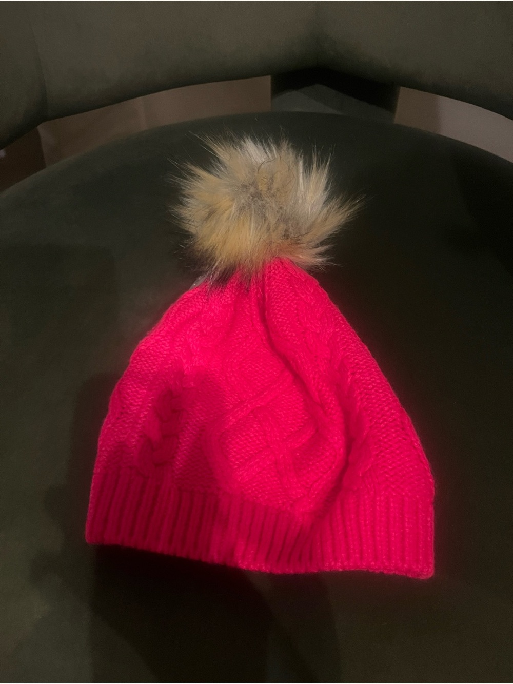 J. Crew Pink Cable Knit Pom Hat